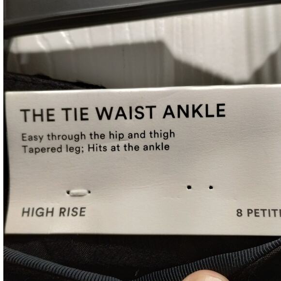 Ann Taylor NWT Size 8p Black Houndstooth Tie Waist Ankle High Rise Tapered Pants - Picture 7 of 8